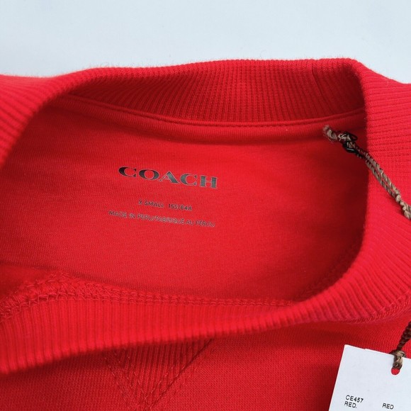 Coach CE457 XS Signature Ski Crewneck Fleece Sweatshirt Red Catskills NWT $298 - Picture 3 of 15